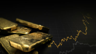Gold bullion on a chart