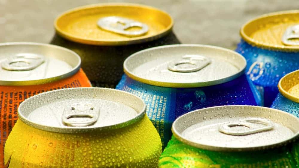 The tops of soda cans