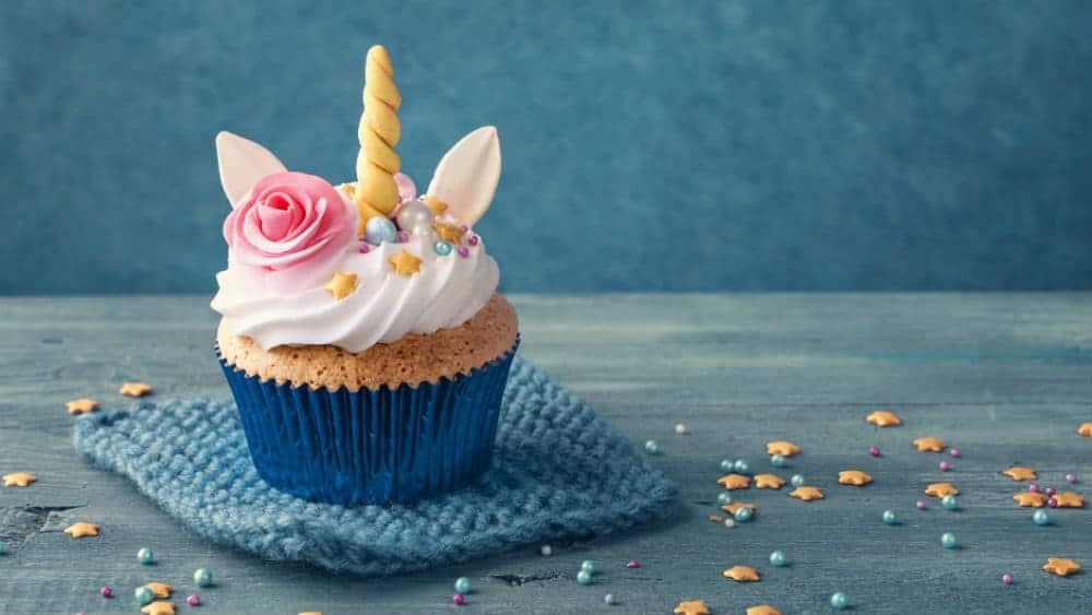 Cupcake styled as a unicorn