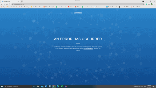 Coinbase website down Wednesday Morning