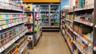 Supermarket aisle groceries retail