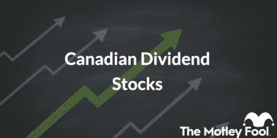 Arrows going up with the text "Canadian Dividend Stocks"