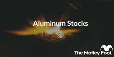 Aluminum melting with the text “Aluminum Stocks” and The Motley Fool jester cap logo