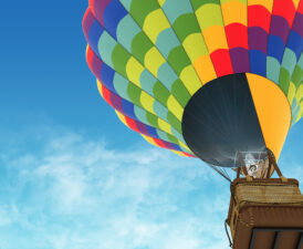 hot air balloon in a blue sky