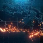 Map of Canada with city lights illuminated