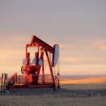 pumpjack on prairie in alberta canada