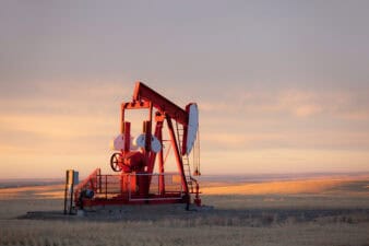 pumpjack on prairie in alberta canada