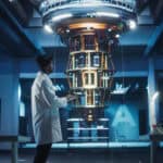 scientist monitors quantum computer