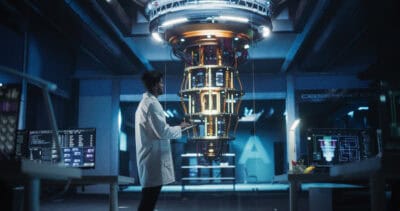 scientist monitors quantum computer
